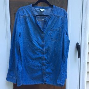 Long sleeve denim button front top